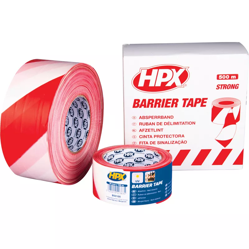 RUBAN DE DÉLIMITATION – BLANC/ROUGE 50MM X 100M